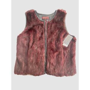 Hal Rubinstein Burgundy Wine Faux Fur Vest  SZ 2XL C100076